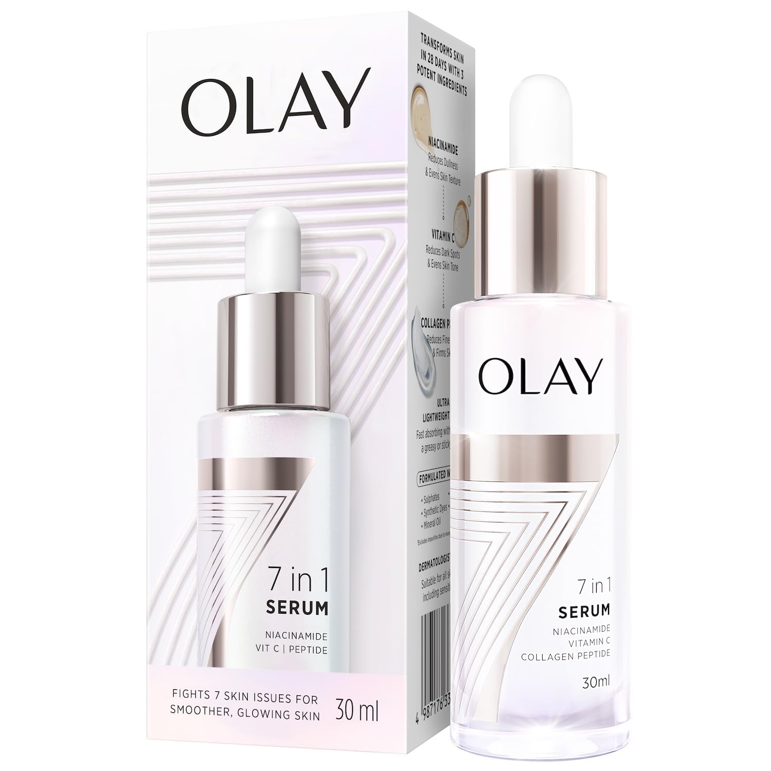 Olay 7in1 Serum, Fight 7 Signs of Aging for Smoother & Glowing Skin, with Niacinamide, Vitamin C, Collagen Peptide, 30ml-image-9