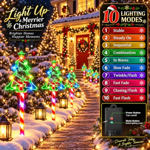 Garpar Christmas Outdoor Decorations 130LED Solar Pathway Tree Stake Lights - image 4