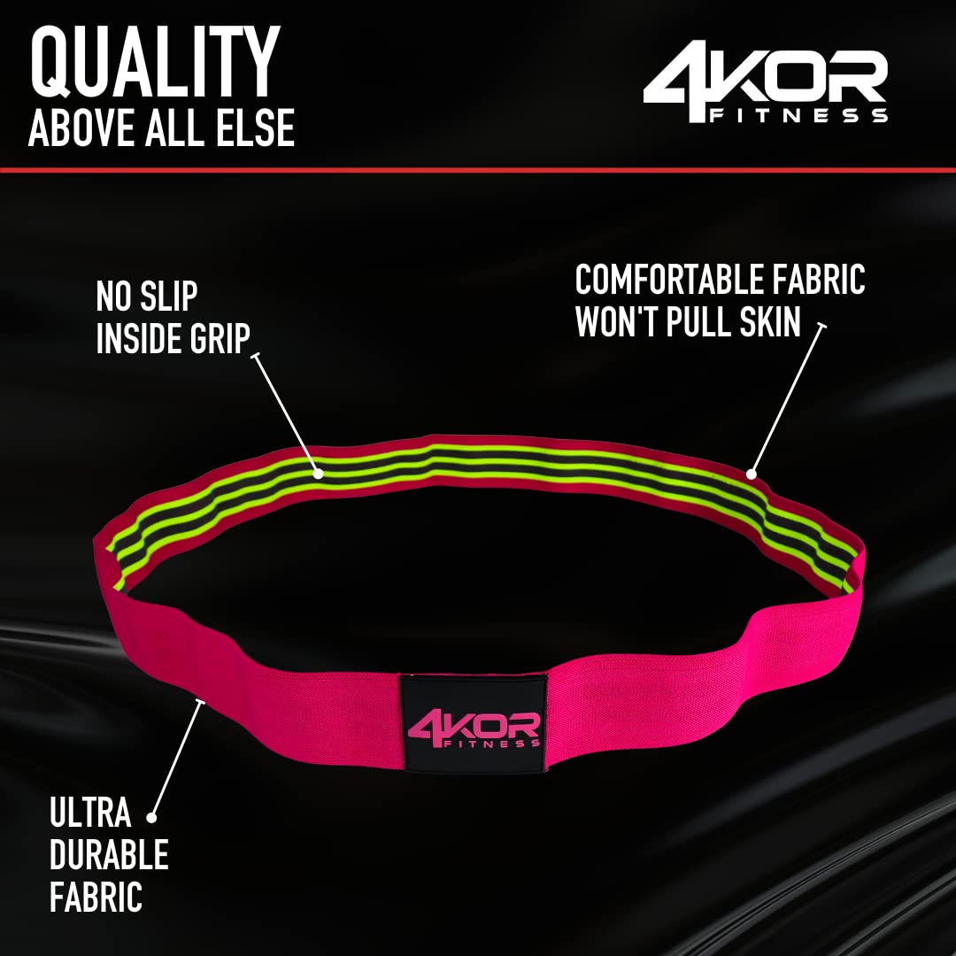4KOR Fitness Bande de résistance en boucle, 127 x 7,6 cm, fabriquée en tissu antidérapant confortable, parfaite pour la physiothérapie, le yoga et la construction de fessiers