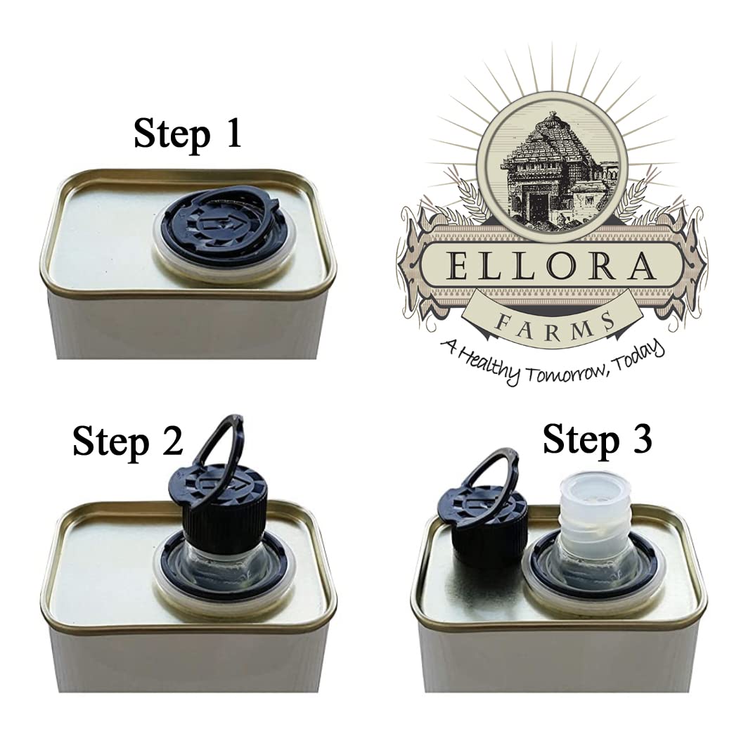 Ellora Farms, Organic Extra Virgin Olive Oil, High in Phenols, Cold Press, Traceable Single Origin Extra Virgin Greek Olive Oil, Kosher, 17 oz. tin, Pack of 2