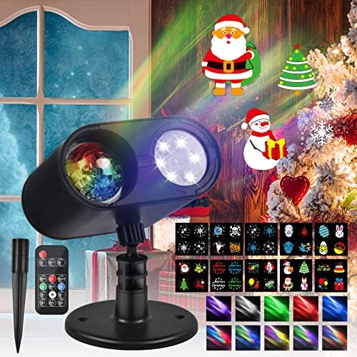 Halloween Christmas Projector Lights Outdoor, 2-in-1 Holiday Decorations Projector Lights, 20 HD Effects 3D Aurora & Patterns Waterproof with Remote Control Timer for Xmas Halloween Decor Party
