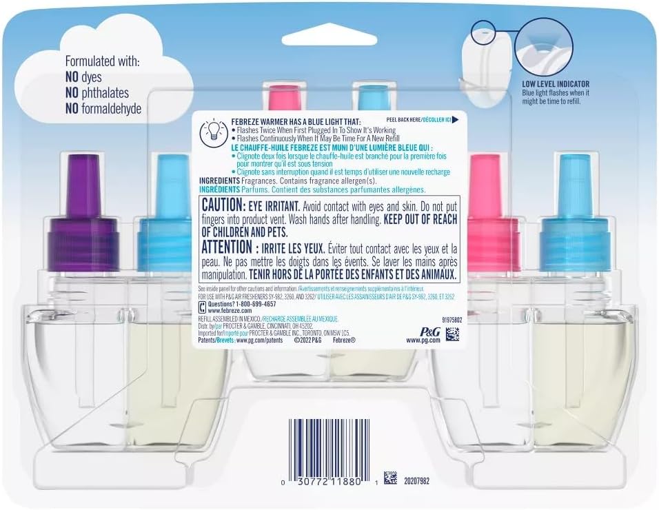 Generic Febreze Plug with Fade Defy Technology Air Freshener - New Limited Edition - (3) of 0.87 fl oz Refills (Fruity Variety Pack), Clear