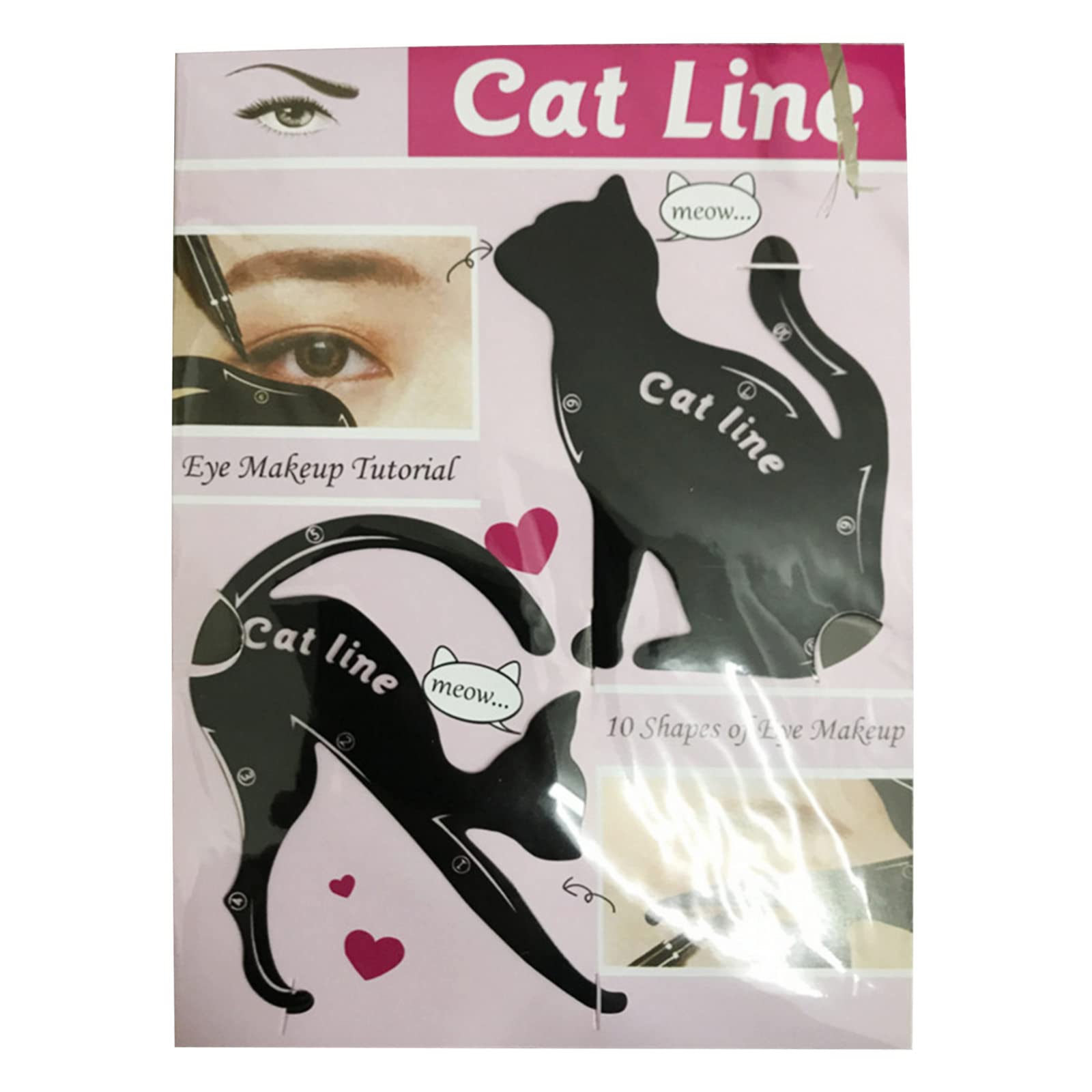 Lily Brown Cats Eyeliner Stencils Smoky Eyeshadow Applicators Template Plate Cats Eye Liner & Eye Guide Template Tools Eyeliner Stencils for Eyes Wing Eyeliner Stencils for Eyes Stickers Eyeliner to
