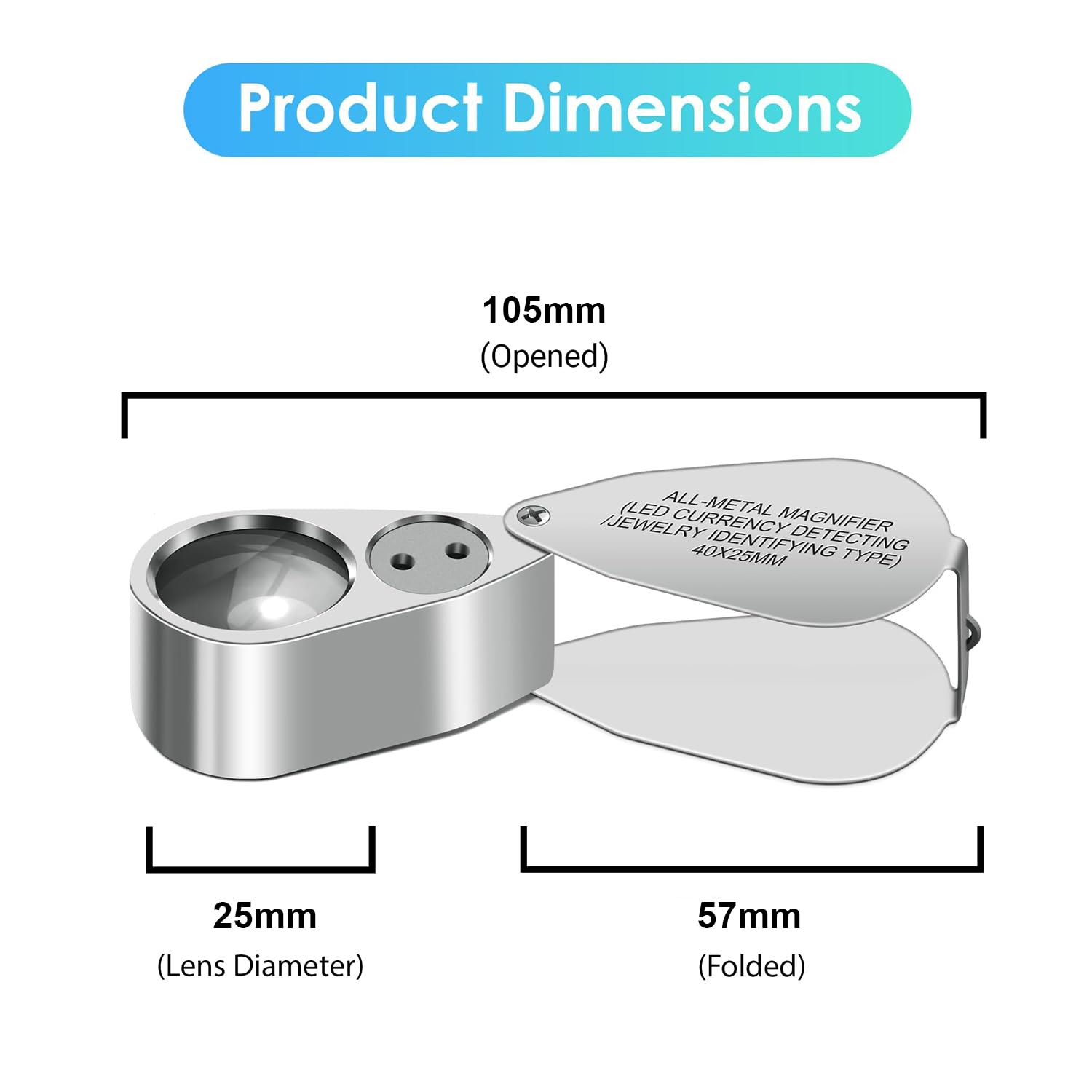 Lente D'Ingrandimento 40X Con LED - Pieghevole, Per Gioiellieri, Collezionisti E Hobby - Foto 11
