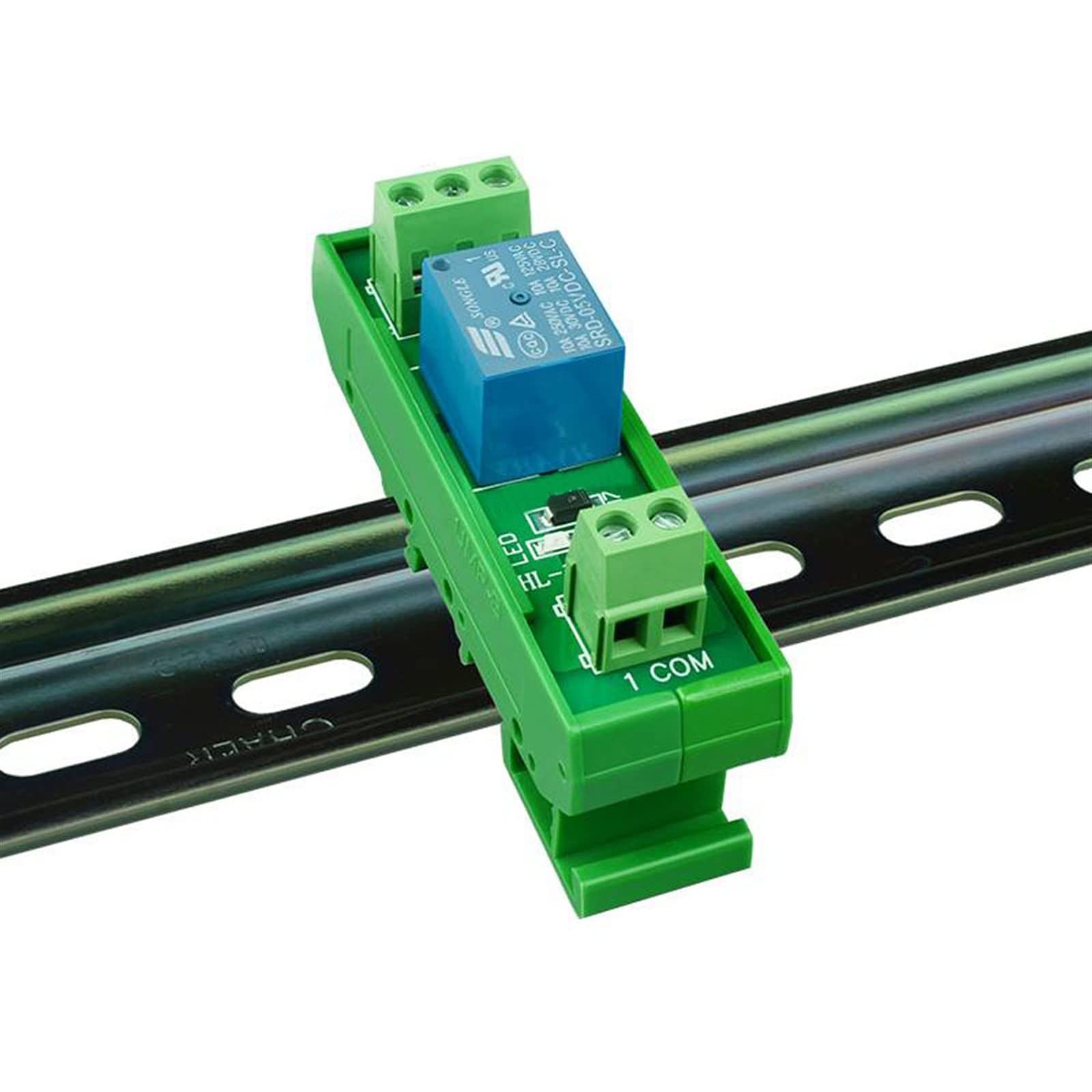 Módulo de relé 5V, 12V, 24V, 1 canal, placa montaje en carril DIN, SRD-05VDC-SL-C SRD-12VDC-SL-C SRD-24VDC-SL-C 10A DC 1NO 1NC(9V)