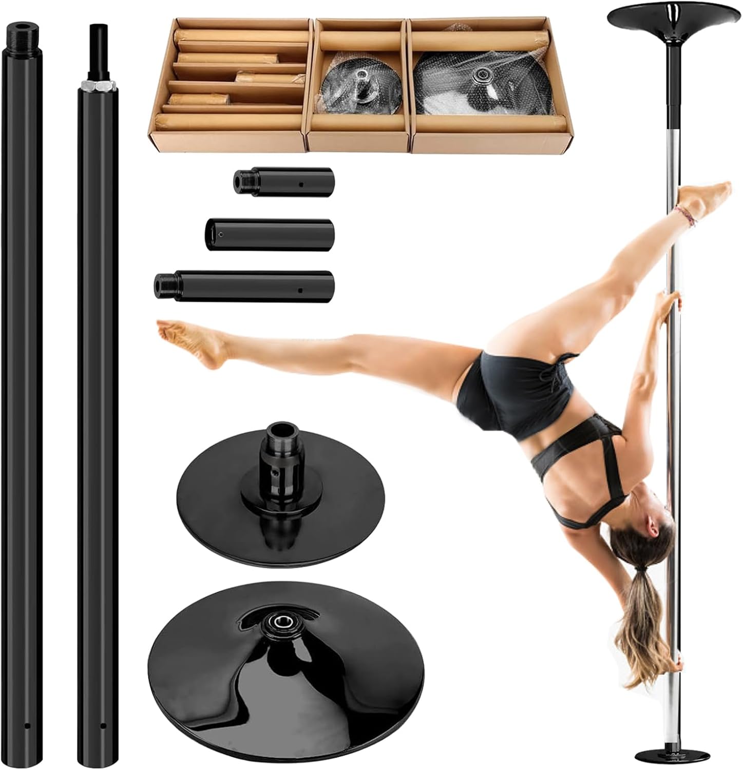 Stripper Pole for Home,Removable 45mm Rotate & Static Dancing Pole Heavy-Duty Steel Poles Dancing Poles, Adjustable Height Professional Grade Excellent for Home Exercise Club Gym(Colorful)