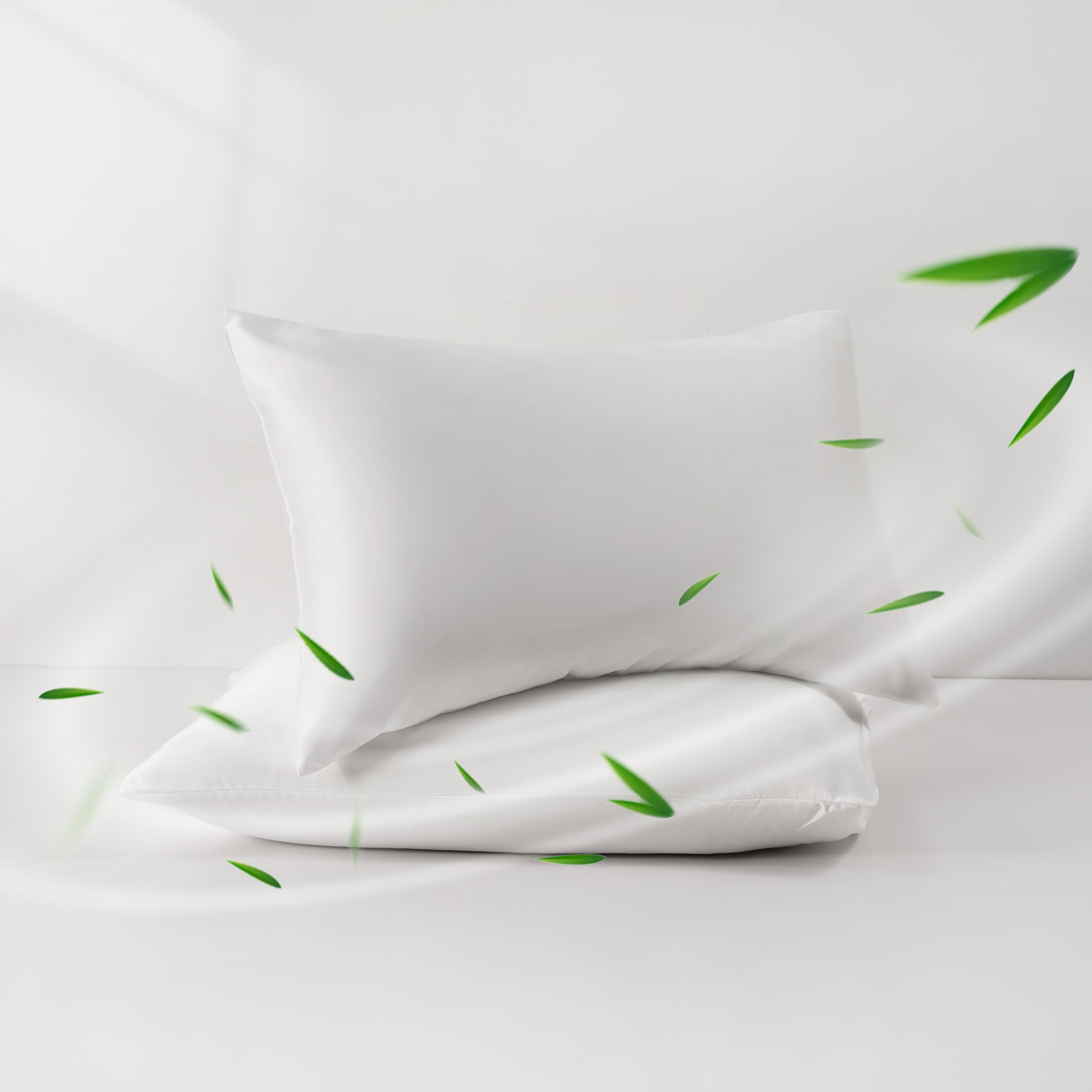 NookZuzu White Cool Pillow Cases Set of 2,King 20"X36" Cool Pillow Covers Envelope Cooling Pillow Cases,Cool Silky Breathable Pillowcase for Hot