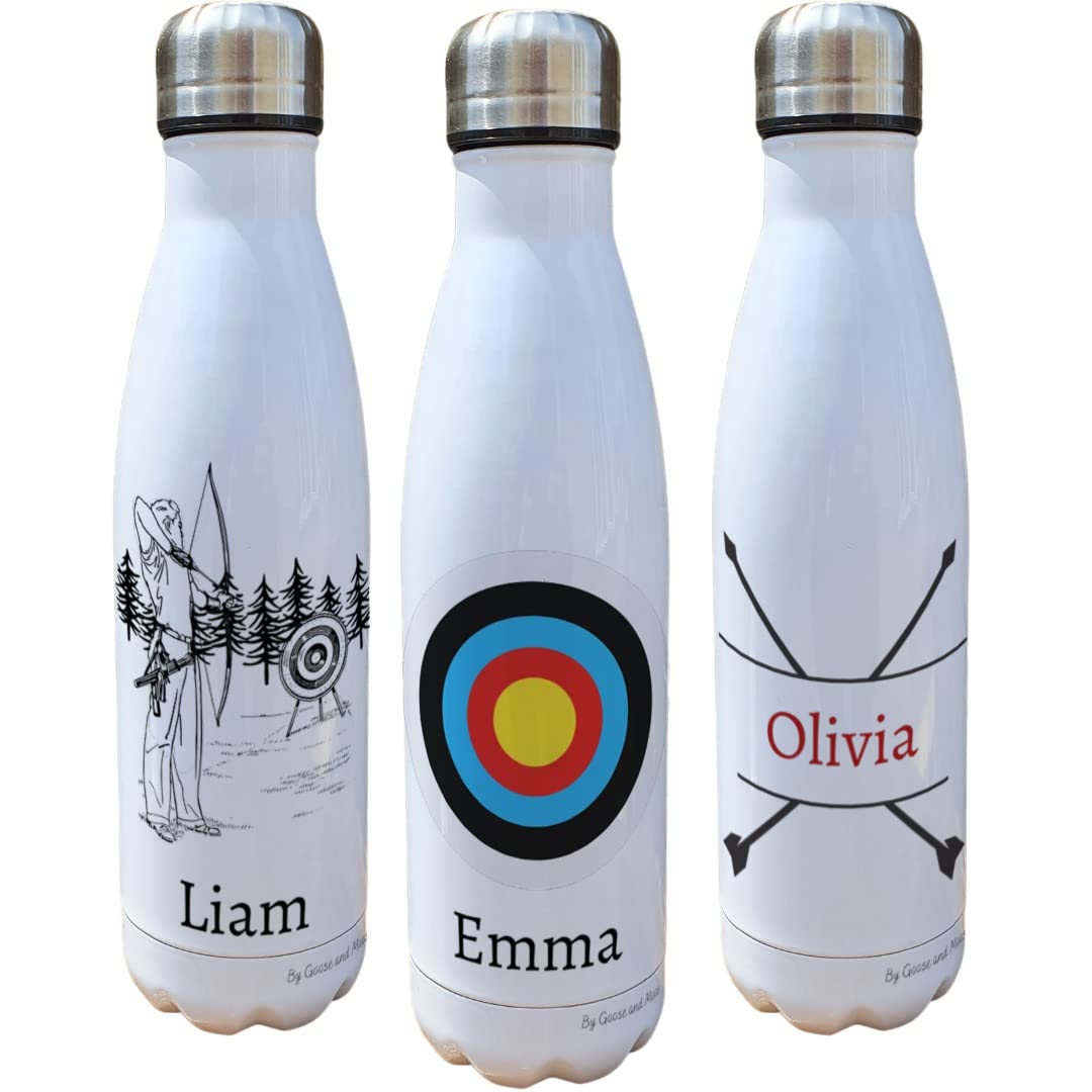 Archery Hobby Insulated Bottle Personalised - Gift for Cross Bow Lovers - Personalised Bow & Arrow Thermal Flask - Stainless Steel Water Bottle (Archer)