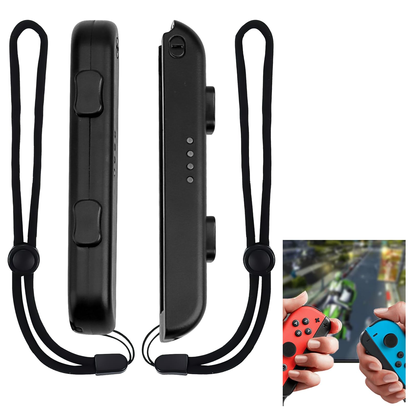 2 Paquetes de Controlador de Correa, Controlador de muñeca Correas de Muñeca para Controlador de Switch Joycon Tapas para Joystick Ajustable Correa de Muñeca (Negro)