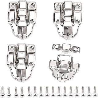 Toggle Hasp Latch, MUZIEBA Box Hasp Lock Toggle Latch Catch 4 Pack Retro Style Duckbilled for Jewelry Box Cabinet Toolbox Suitcase,with Mounting Screws