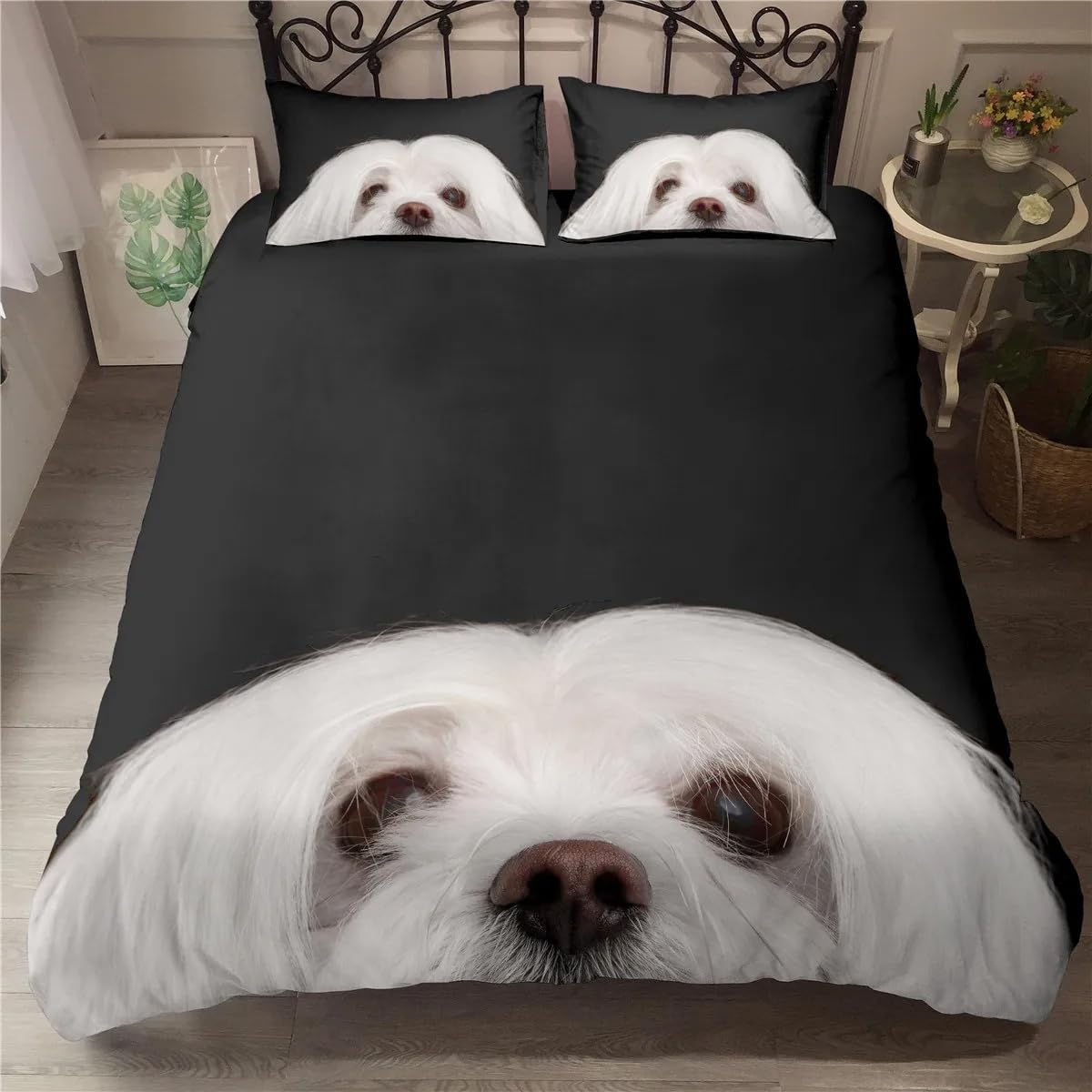 QBIDCSX Bedding Double Bed Set Puppy Bedding Double Bed Set - Microfibre Quilt Cover 230x220 cm - Comforter Cover with 2 Pillowcases(Double)