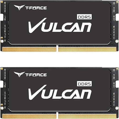 TEAMGROUP T-Force Vulcan DDR5 64 GB (2 x 32 GB) 5200 MHz (PC5-41600) CL38 Módulo de memoria para portátil Ram (negro) compatible con portátiles