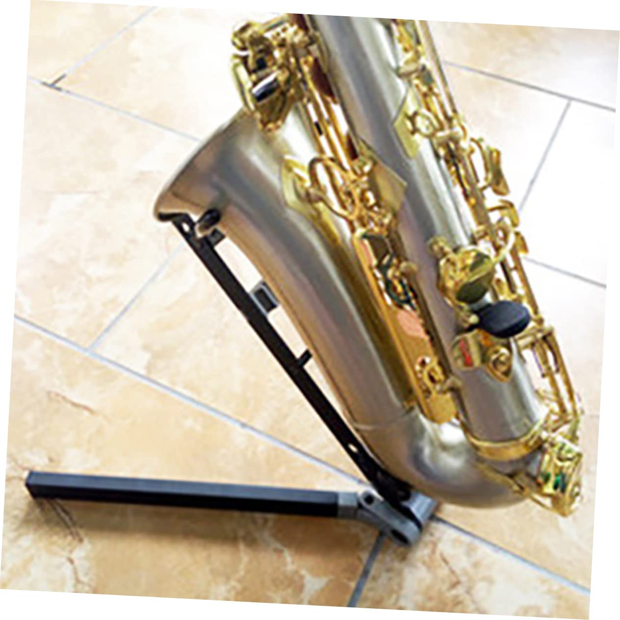 Supporto per Sax Contralto Pieghevole Portatile in Metallo Nero | Antigraffio e Antiscivolo, per Conservazione del Saxofono, Aspetto Semplice, Uso in Aula Musica
