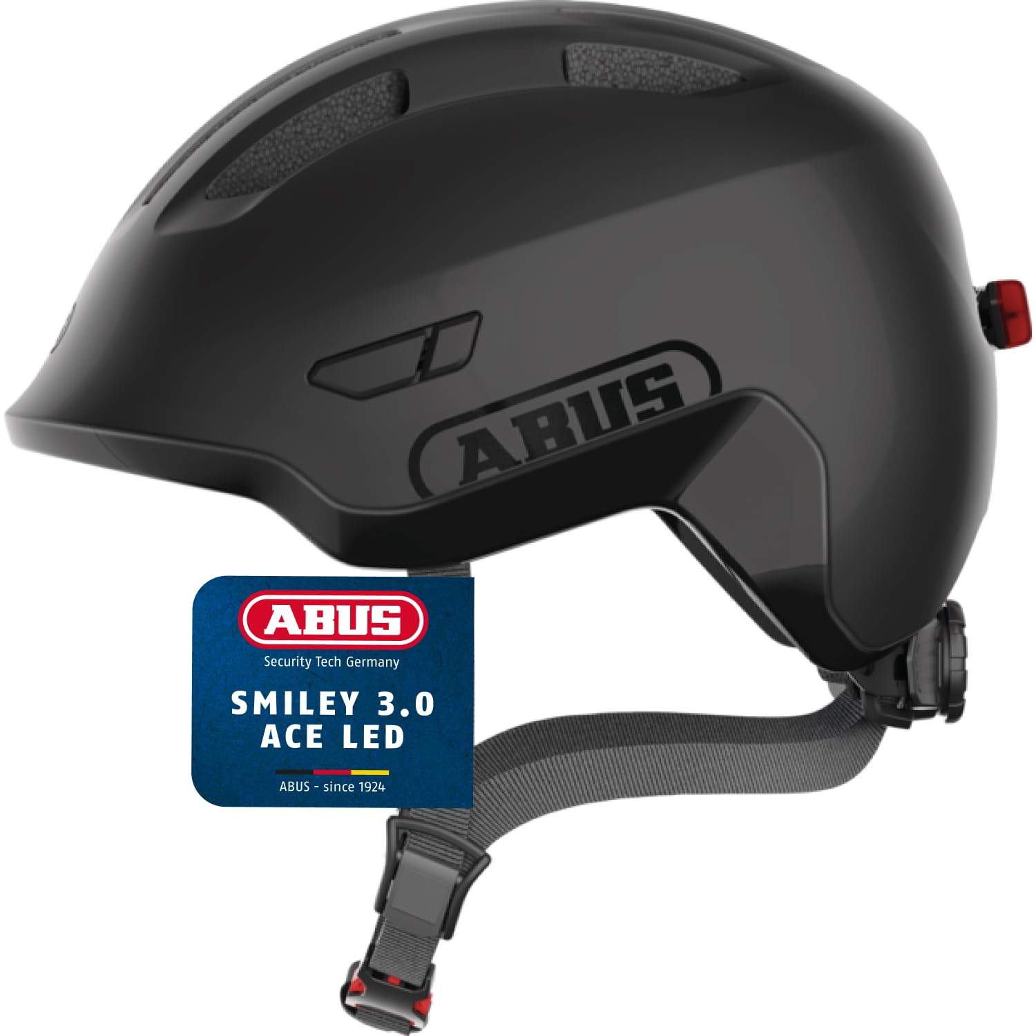 ABUS Smiley 3.0 Ace LED Casco de Bicicleta para niños, Casco de Bicicleta con luz, Ajuste Profundo y Espacio para una Cola de Caballo, para niñas y niños