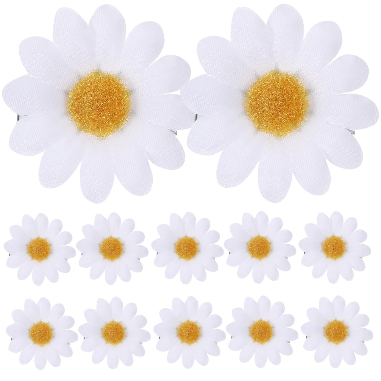 LALAFINA 12Pcs Daisy Flower Hair Clips, Bohemian Hair Accessory for Women and Girls, White, Beach Wedding Party
