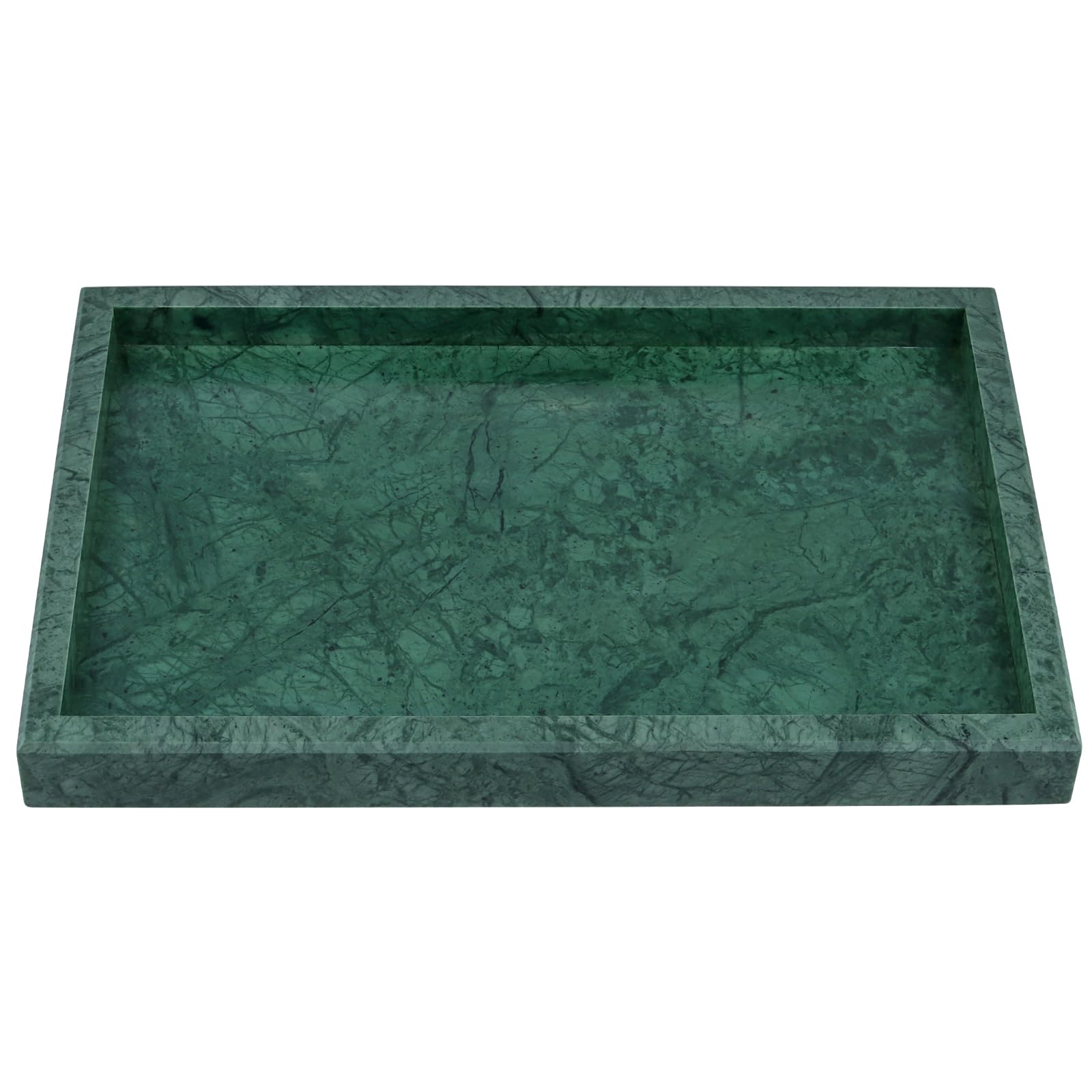 ZOENHOU Taca z naturalnego marmuru 30 x 20 x 3 cm, zielona prostok?tna deska do serwowania, marmurowa taca na kosmetyki, organizer na kosmetyki, toaletk? i dekoracj? ?azienki