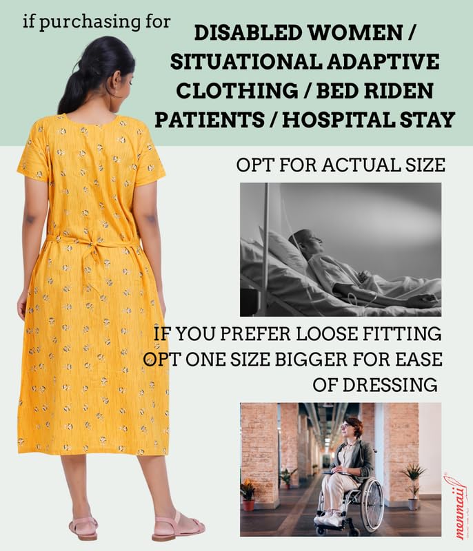 Image of MENMAII Women's [L-4XL] Full Open /Front Buttoned [a Kind of Adaptive Clothing] Multipurpose Nighty for Maternity /Pregnancy /Elderly /Patient /Feeding /Hospital Purpose Nighty Calf Length