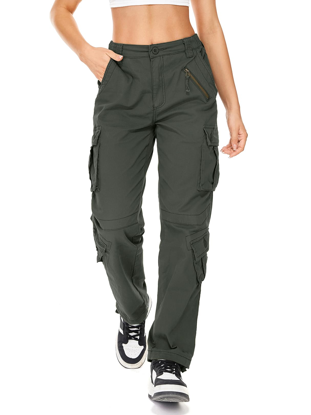 Women's Cargo Pants Cotton Casual Military Army Work Pants with 8 Pocket