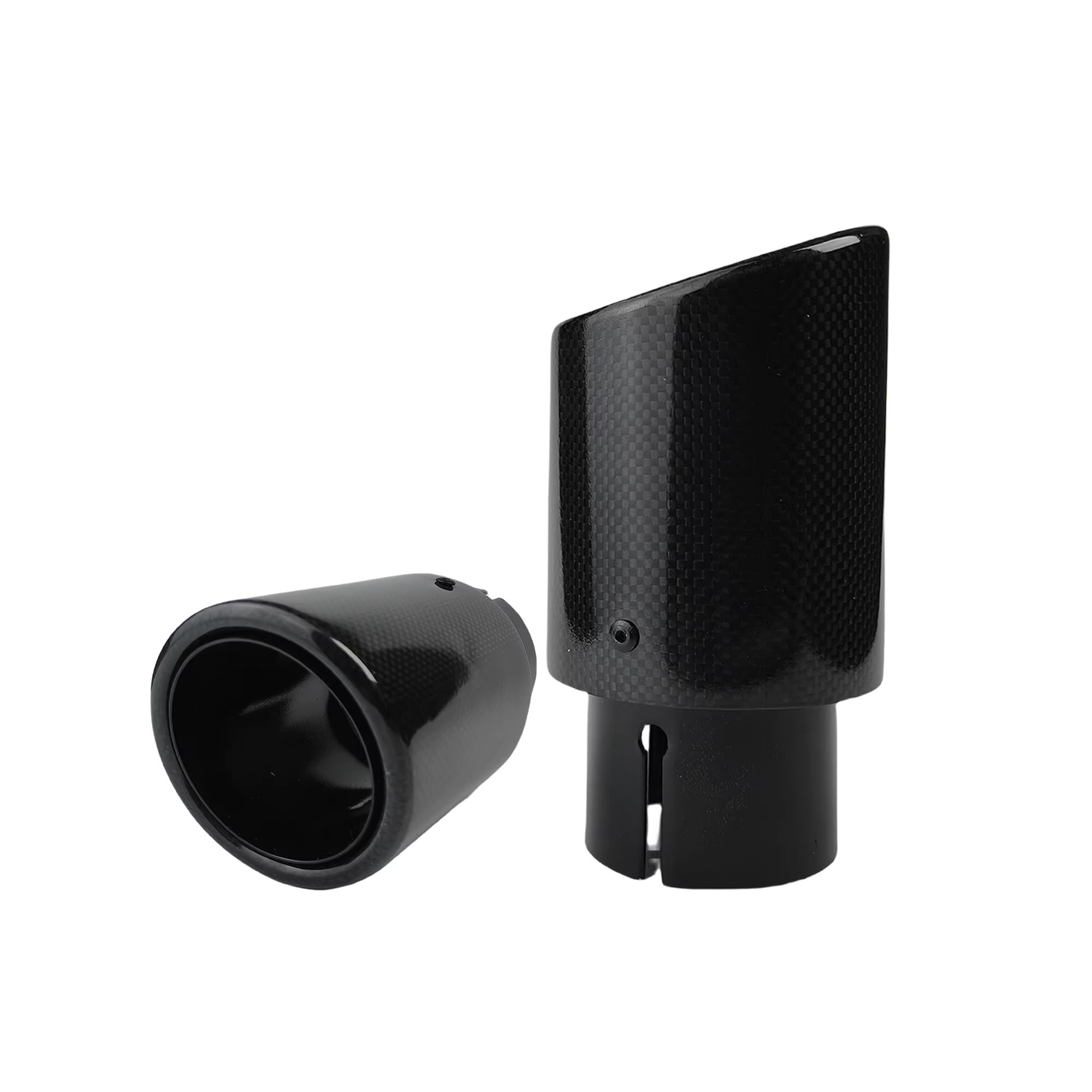 Cola Escape Coche Tubo Punta Para Boquilla De Escape Silenciador Brillante Borde Enrollado Tejido Liso Negro Acero Garganta Trasera 1 Uds(60mm-76mm)