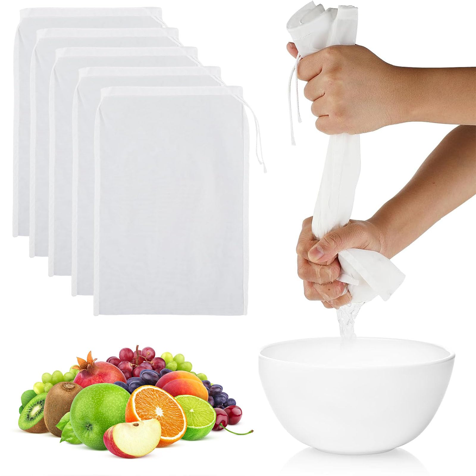 6 Stück Nussmilchbeutel 30x20cm - Wiederverwendbare Passiertücher Aus Nylon
