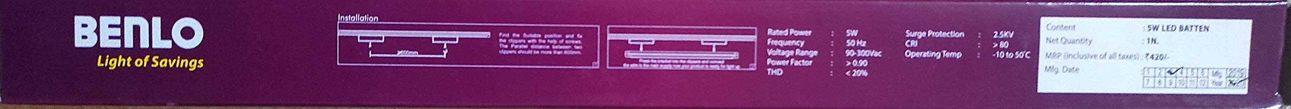 Benlo 5 Watt LED BATEEN (White, Pack of 5)