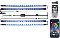 Vista 10 de Xprite Tira de luces LED Dreamcolor para interior de auto con Bluetooth, control remoto y aplicación, luces RGB de persecución para espacio