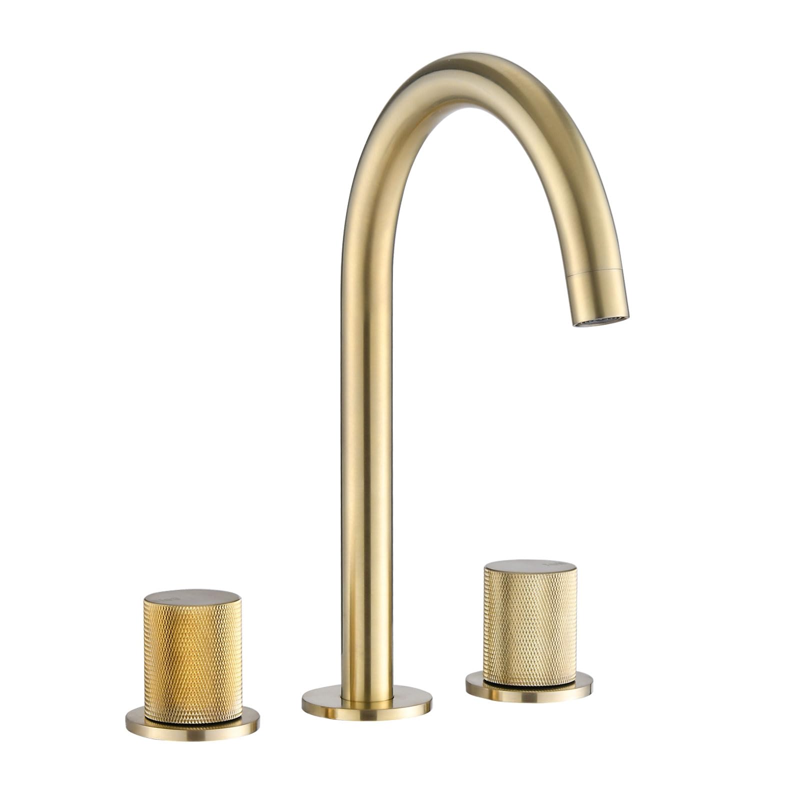 COSZWQDP Elegant Two Handles Widespread Bathroom Faucet with Brushed Golden Finish 360° Swivel Spout Modern Design