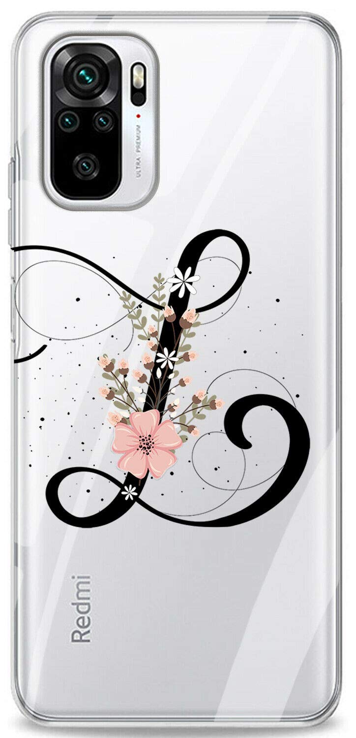 Mixroom - Cover Custodia Case In TPU Silicone Morbida Sfondo Trasparente Per HUAWEI P SMART S / Y8P Fantasia Iniziali Lettera E con fiori