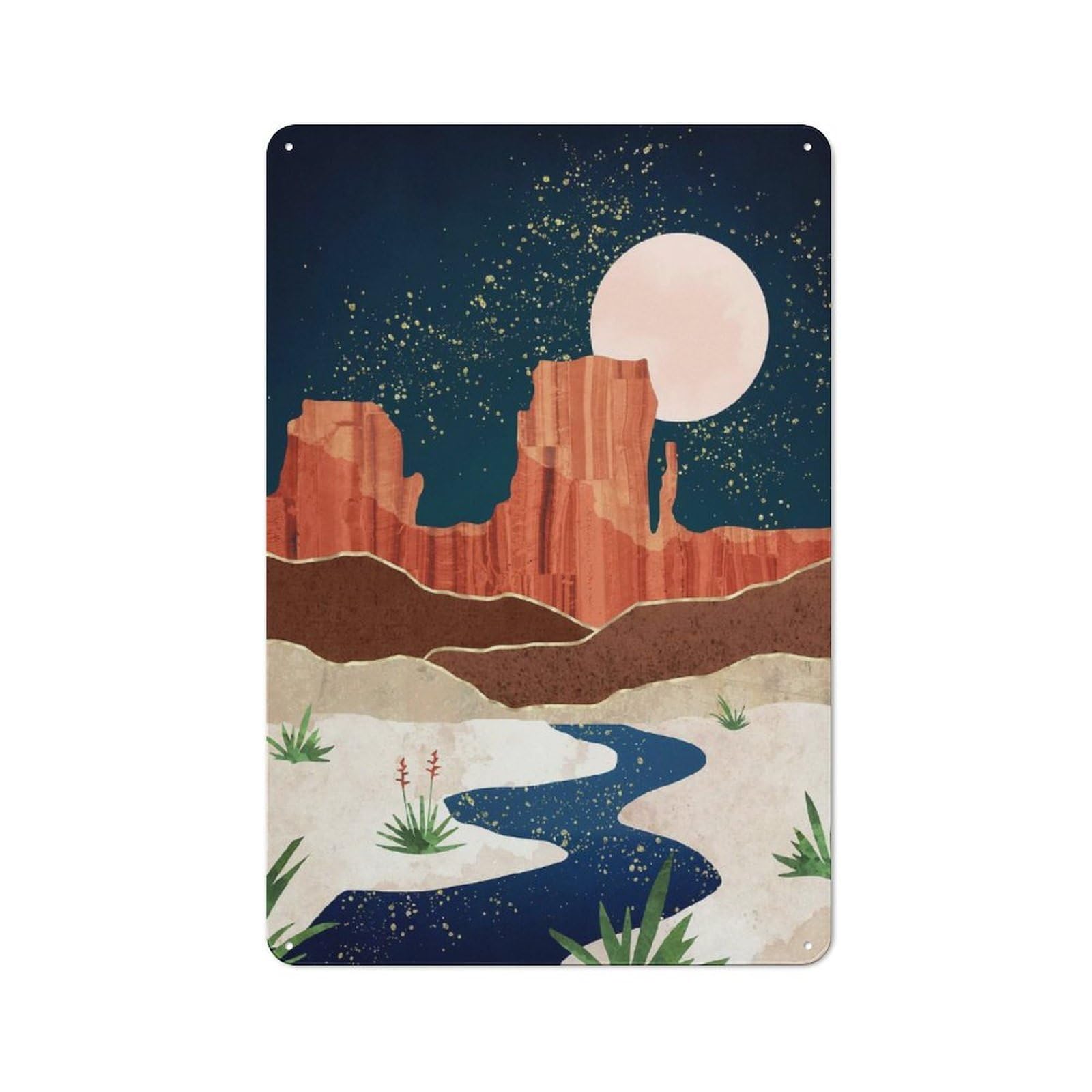 Junmoney Style-1 Desert Stars River Vintage Metal Sign 30X20cm, Retro Classic Pub Decor For Cafe, Pub, Workshop Or Home Bar
