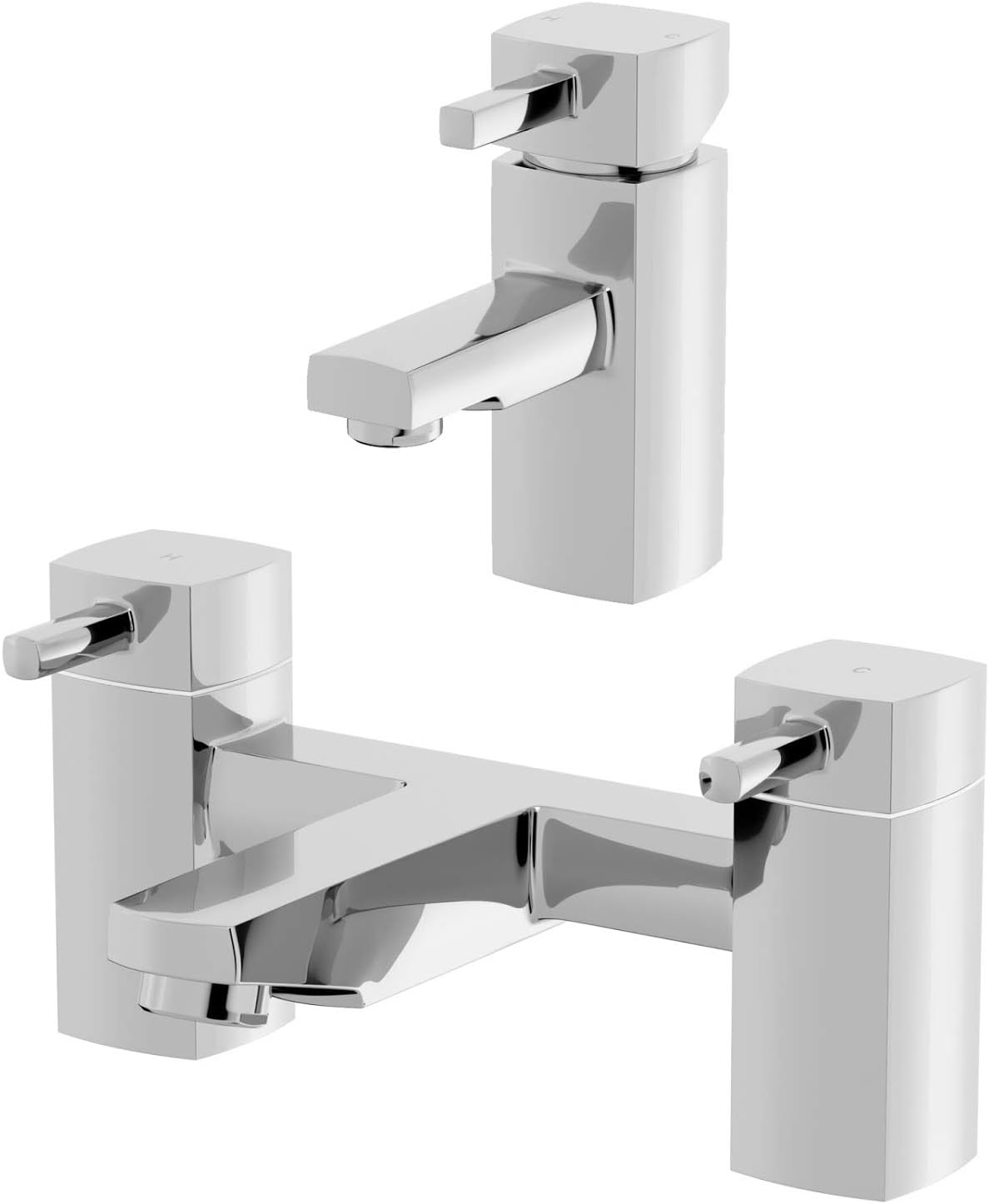 Architeckt® Misa Bathroom Bath Filler Mixer Tap and Basin Tap Set Deck ...