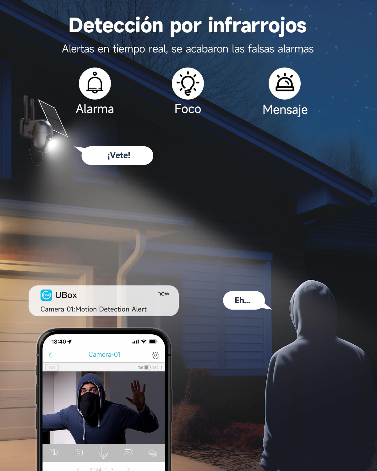 4G LTE Cámara Vigilancia Exterior con Sim, 2K HD Cámara de Seguridad Solar Inalámbrica con Batería, PTZ 355°/100°, Visión Nocturna, PIR Detección de Movimiento, Audio Bidireccional, IP66