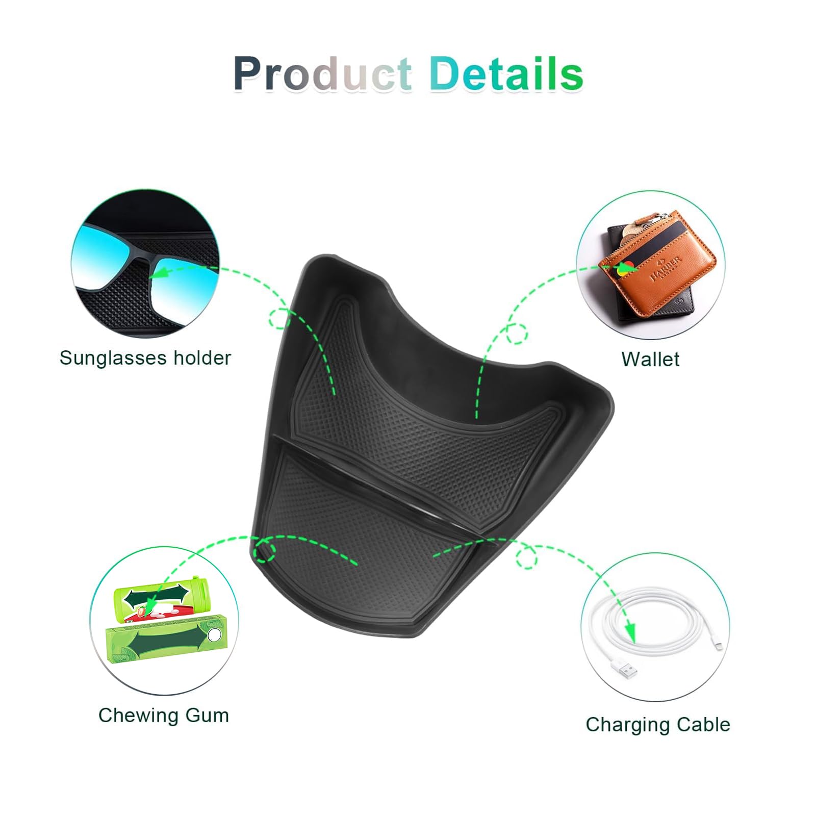 GAFAT Kompatibel mit Renault Twingo 3 2014-2023 2024 Mittelkonsole Aufbewahrungsbox, Twingo 3 Organizer Tray Unten die Mittelkonsole, Mit Rutschfeste Matten, 3M-Klebeinstallation