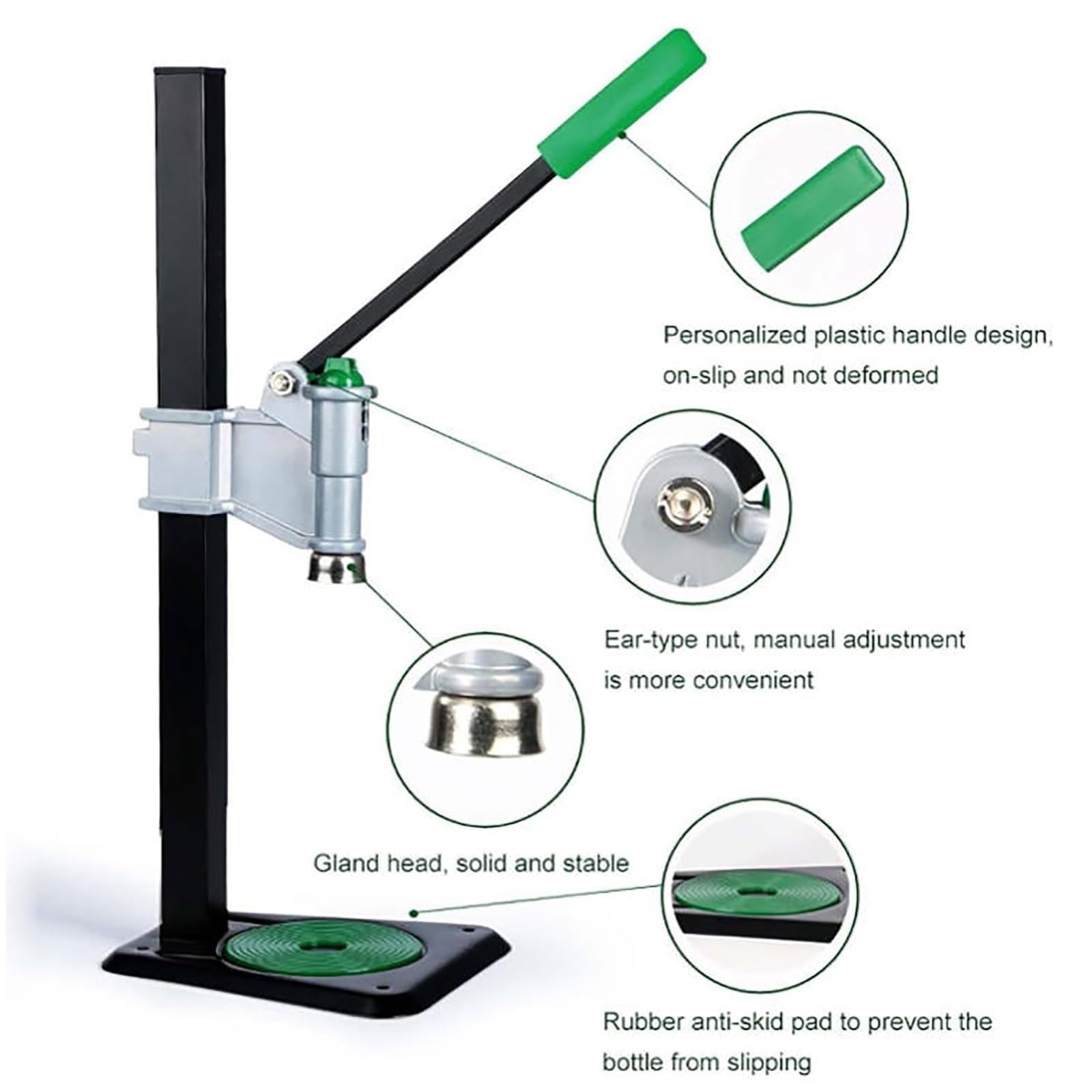 Tappatrice manuale per tappi di bottiglia a corona da 26/29 mm, altezza regolabile, ideale per birra, bottiglie di olio e bevande gassate