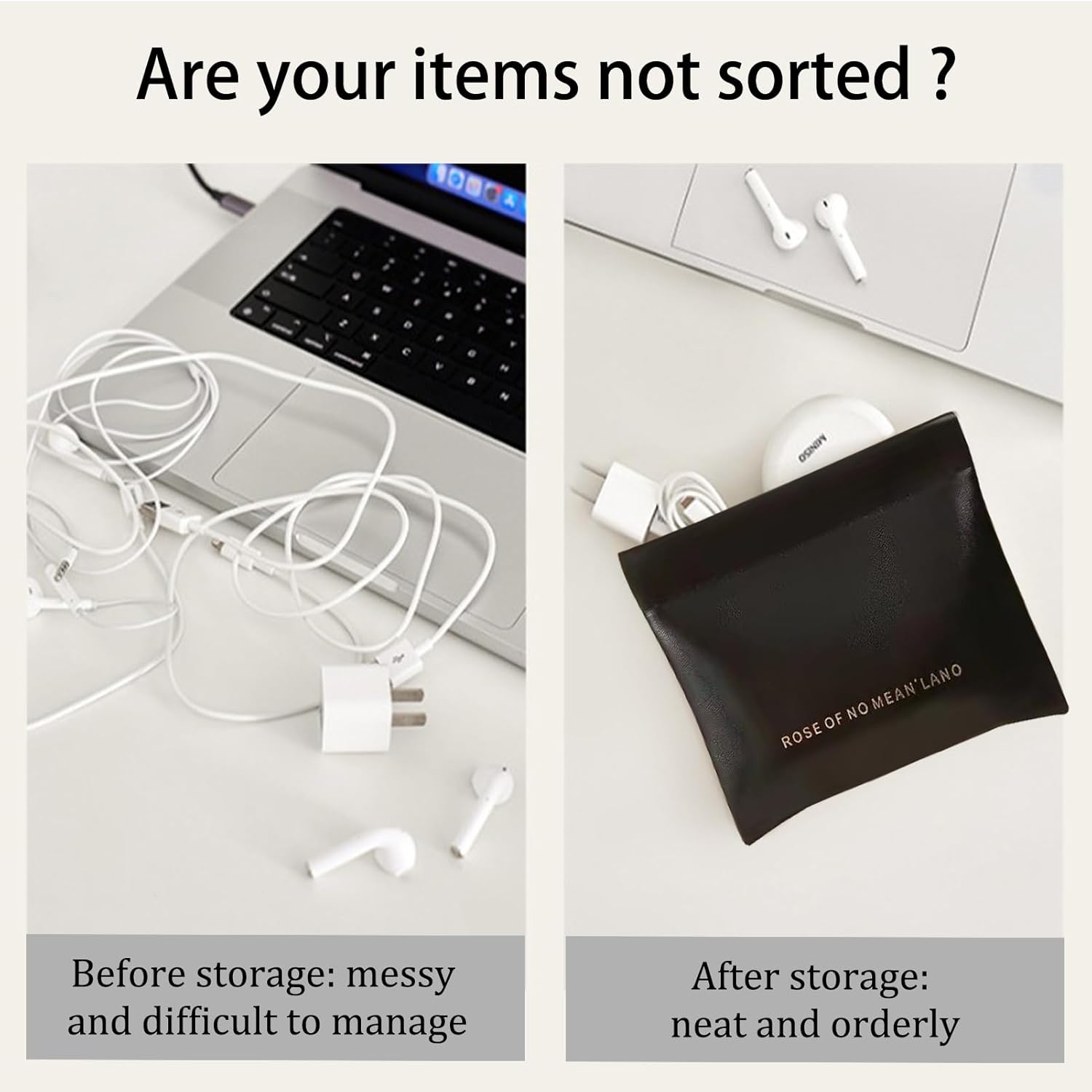 Small Purse Makeup Bag for Women,Elastic Open Close Storage Bag Mini Travel Storage Bag,Waterproof Organizer Pouch for Lipstick Cosmetics Headphones Jewelry,3 Pieces,Black - Image 3