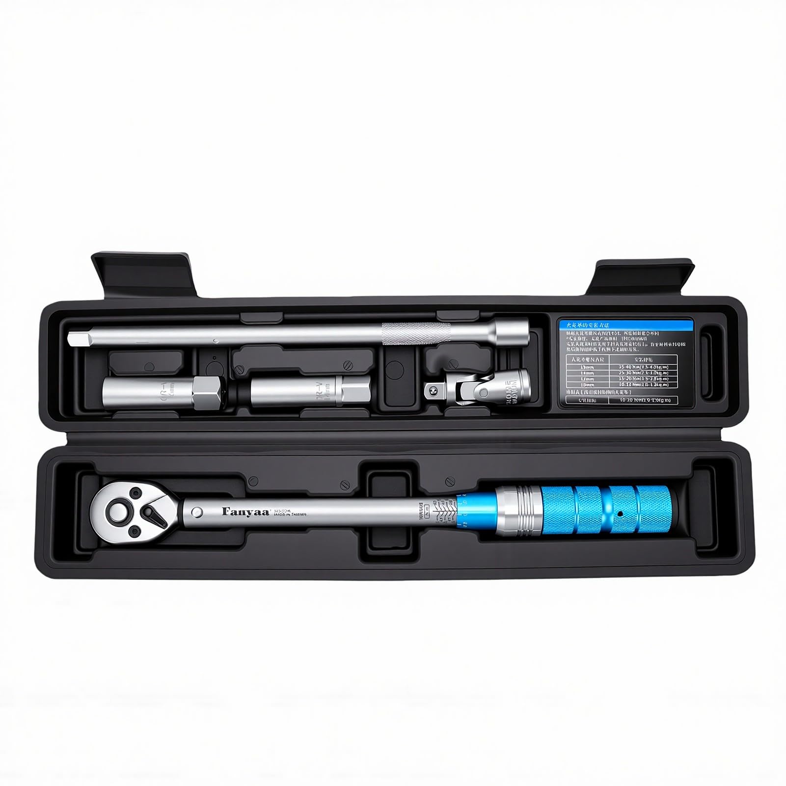 SIXRUN Set Chiavi Dinamometriche, Chiave Dinamometrica Automobilistica in Acciaio Legato CRV con Doppia Scala e 5 Angoli di Oscillazione, Kit di Attrezzi per Prese Bit per Manutenzione Bici Auto