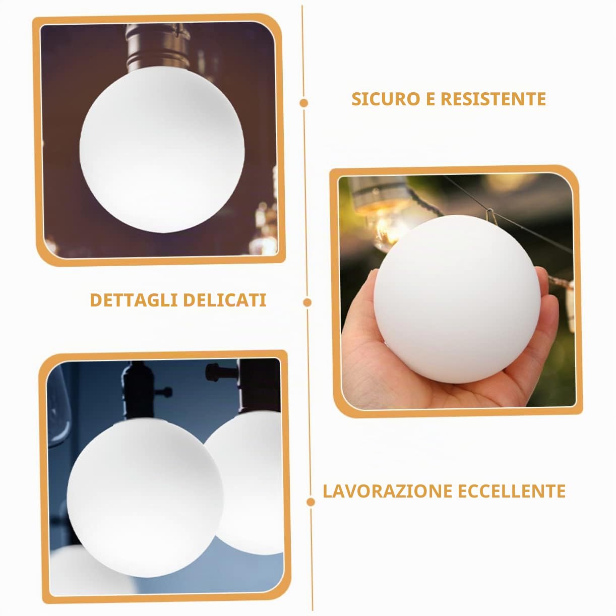Uonlytech 3pezzi Paralume Globale Acrilico Per Lampade Da Parete E Posto Copertura Lampada Sfera Per Giardino E Patio Con Attacco Sostituzione Pratica E Decorativa