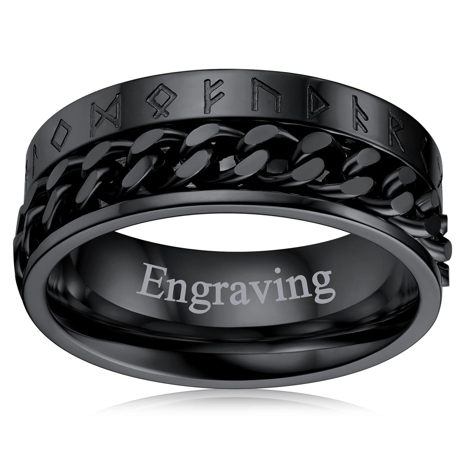 FaithHeart Anillo Vikingo Hombre Anillos Giratorio Runas Vikingas Acero Inoxidable para Hombres Novio Padre Talla 14.5-32