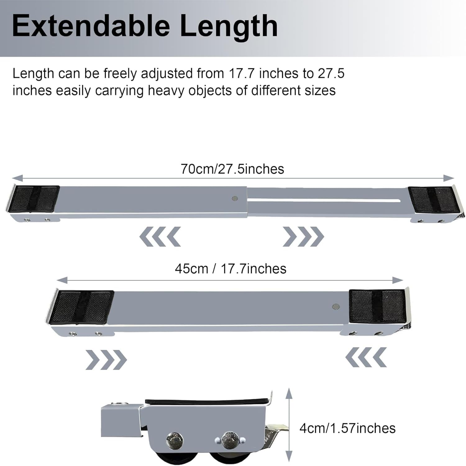 Appliance Rollers Moving Wheels, 2 Pcs Silver, Adjustable Furniture Dolly with Wheels - Image 2