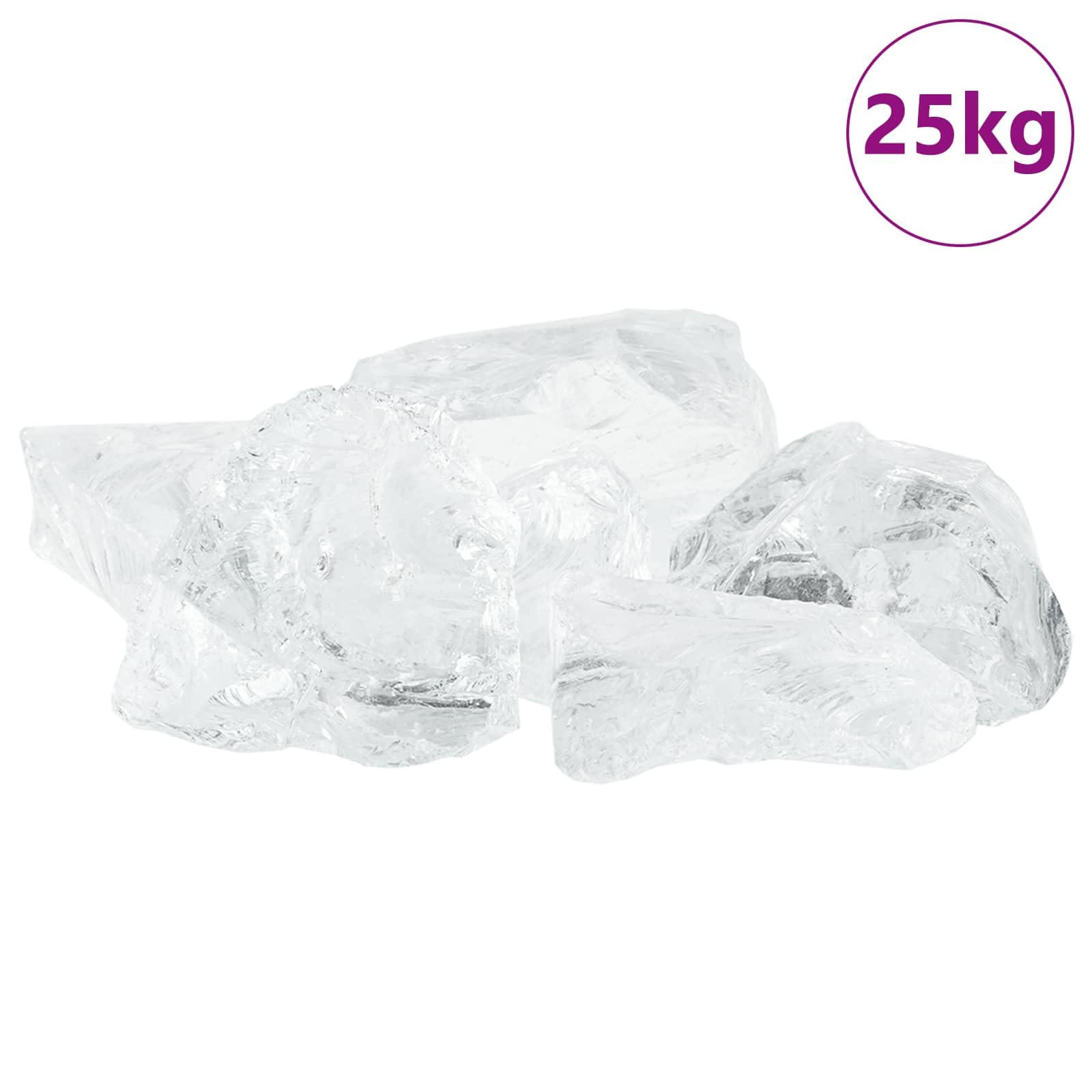 Pietre decorative in vetro bianco, 6-12 cm, 25 kg, per giardino e laghetto, pietre decorative per esterni, elegante decorazione da giardino e terrazza