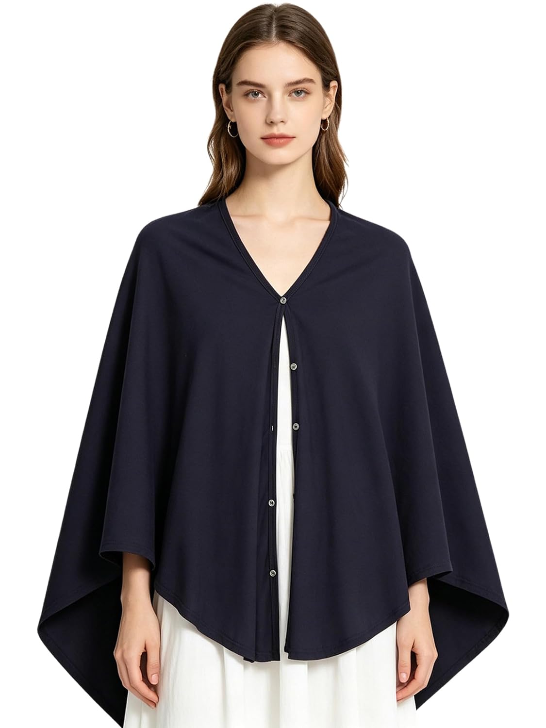 Nursing Cover Up for Breastfeeding, Soft Feeding Poncho Full Privacy Breastfeeding Cover - Newborn Baby Essential Navy Blue One Size