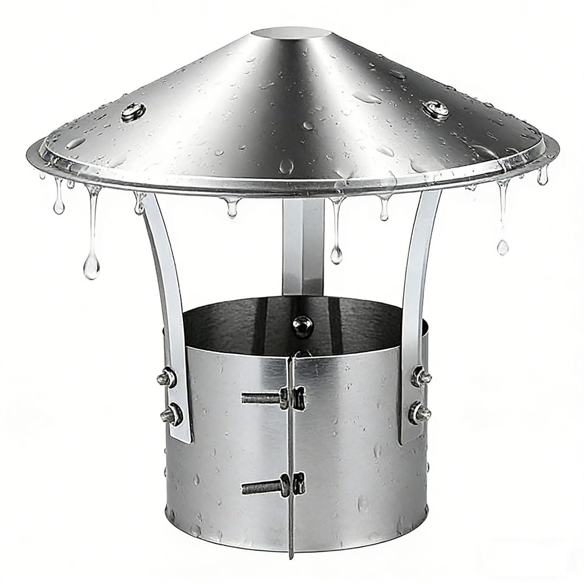 PFXNGMS Chimney Caps for Outside, Round 90 100 110 125 130 140mm All Weather Chimney Flue Rain Covers, Adjustable Stainless Steel Roof Vent Cap for Wood Stove Fireplace, Easy Installation(140mm)