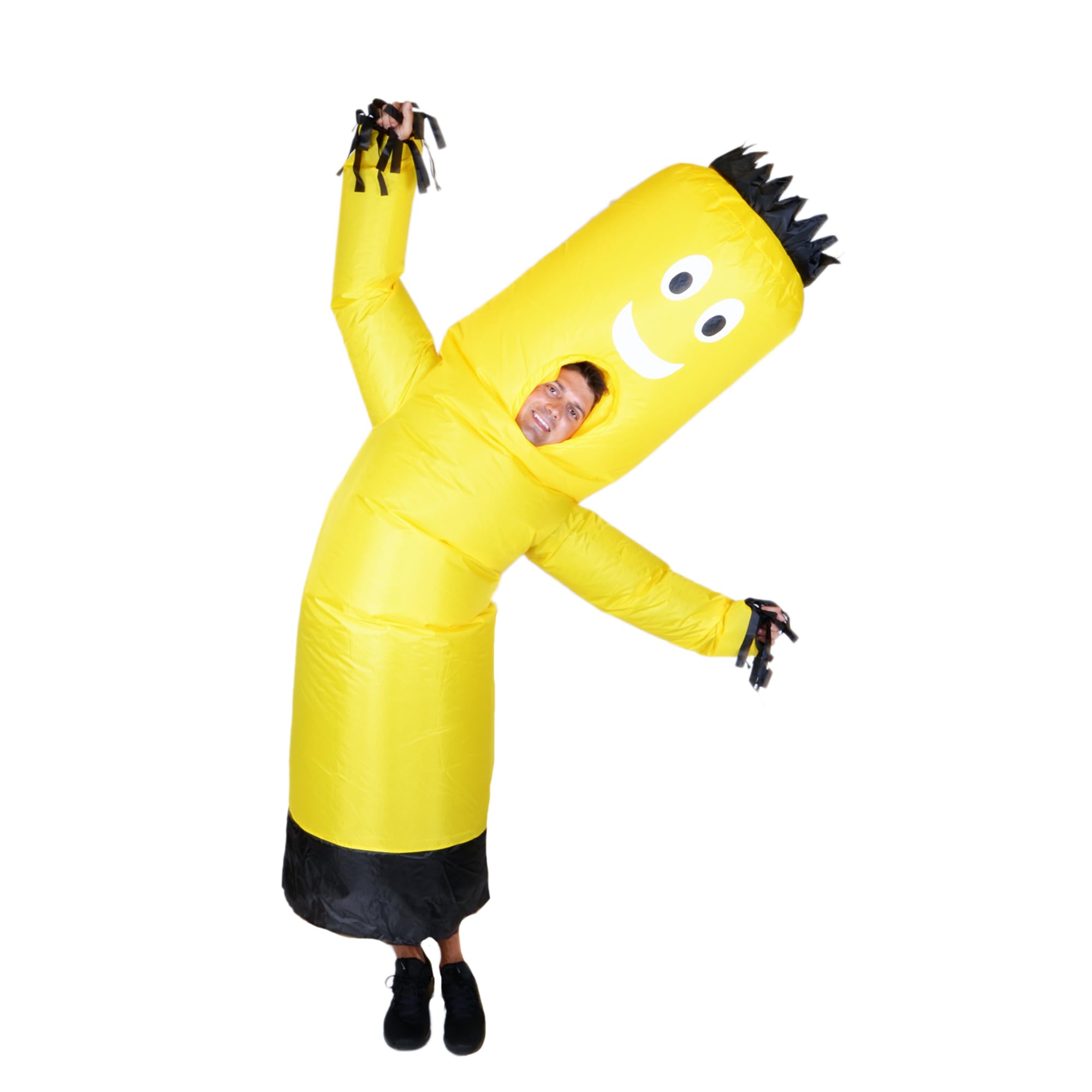 LookOurWay Nadmuchiwany kostium dla tancerzy powietrznych - zwariowany machający nadmuchiwany kostium na Halloween - rozmiar dla dorosłych, żółty