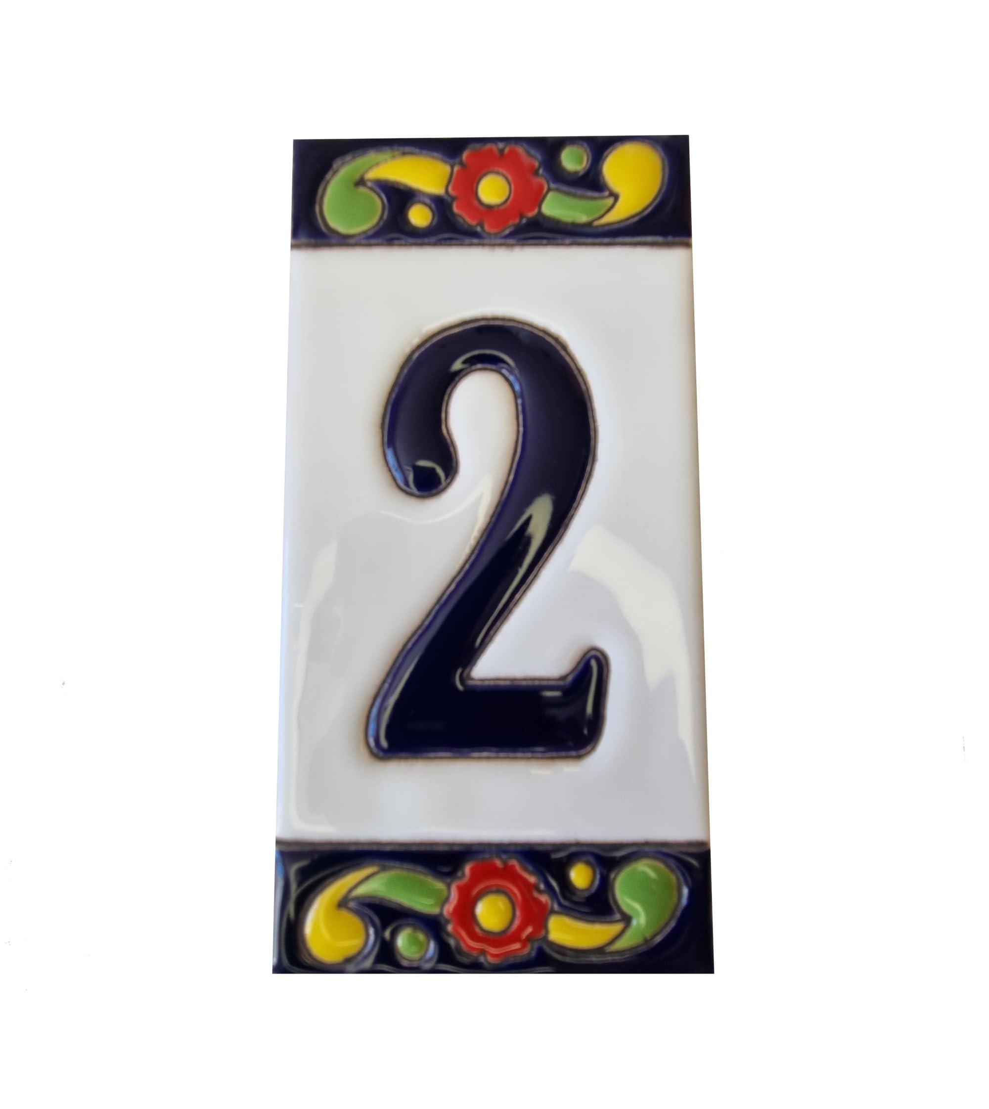15cm x 7.5cm Large House Numbers, Spanish Ceramic House Numbers Tiles, Pepper Design (2)