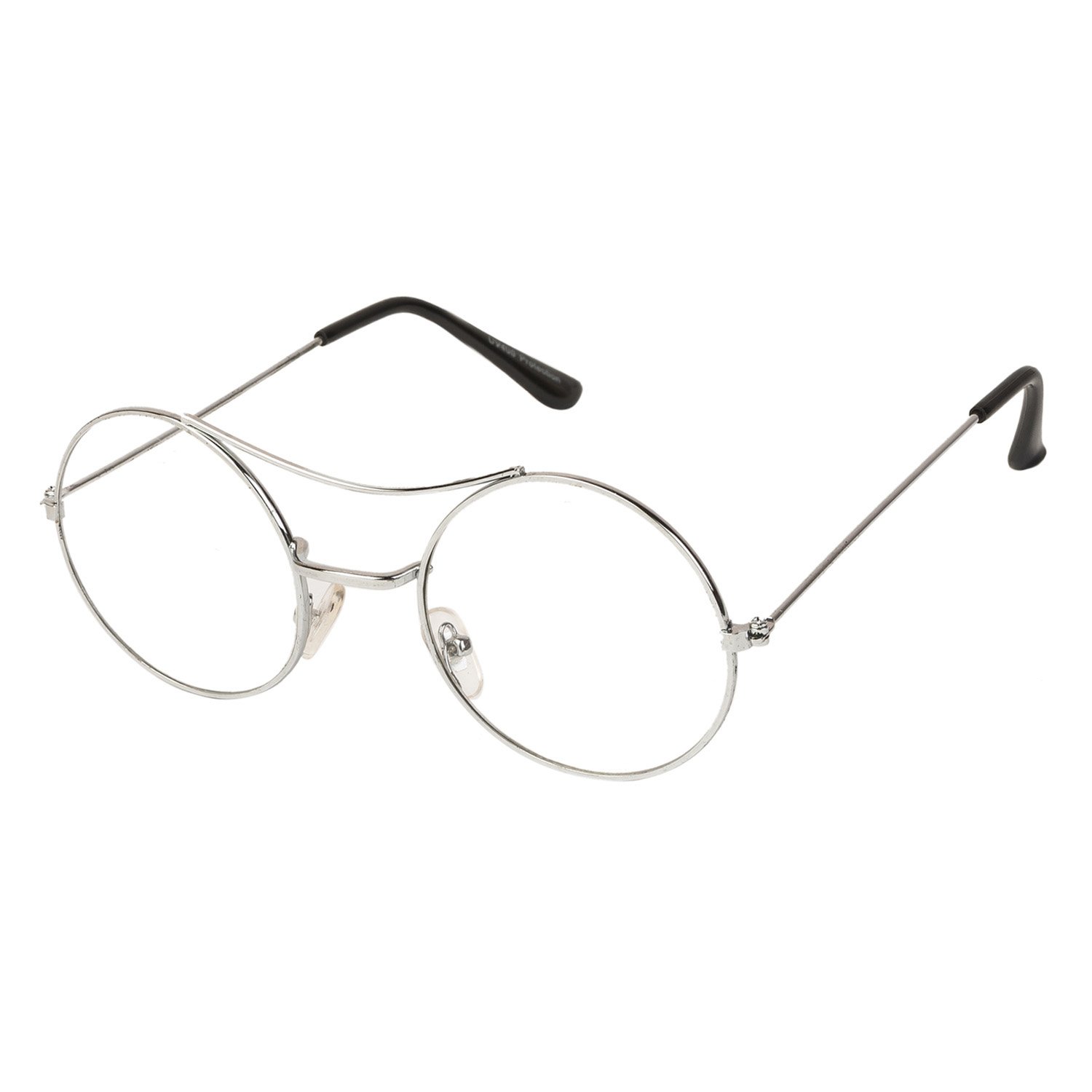 Gandhi Round Shape Silver-Transparent UV Protection Sunglasses | Frame For Men & Women [MA-305-S1 ]-image-26