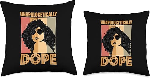 Miniatura 3 de Unapologetically Dope African American Melanin Afro Outfit Throw Pillow, 16x16, Multicolor