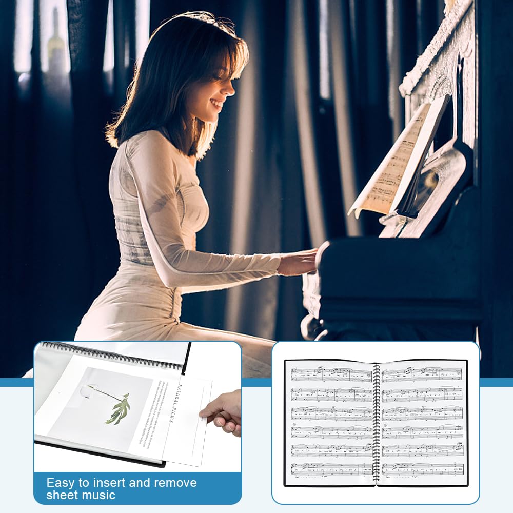 Raccoglitore Spartiti Musicali A4 - 50 Tasche Trasparenti Con Clip, Nero - Foto 11