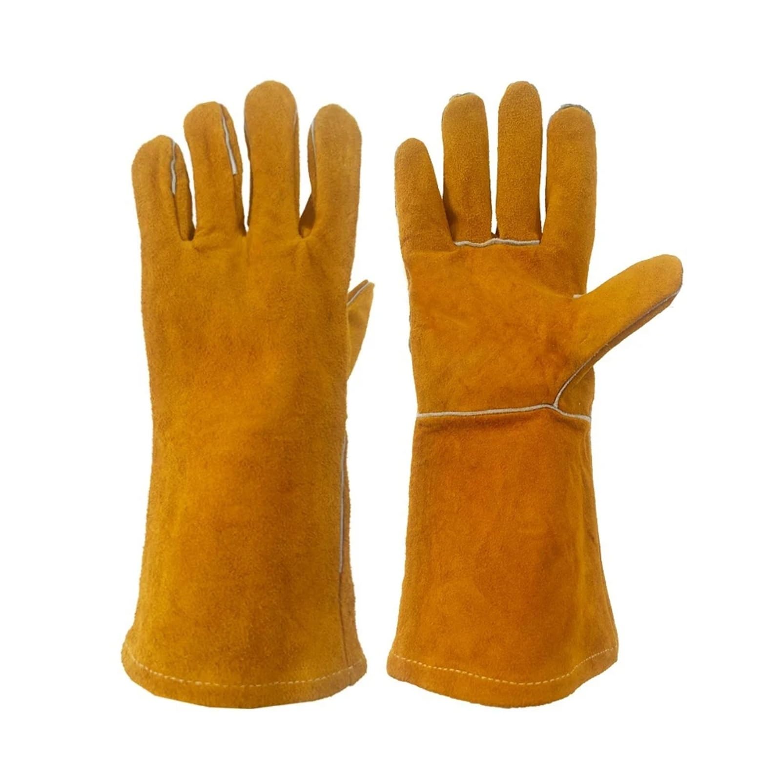 Compatible con guantes de trabajo largos de cuero de vaca, guantes de soldadura antideslizantes resistentes al fuego for uso de seguridad Industrial de hombres(Yellow)