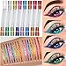 BONNIE CHOICE 16 Colors Glitter Eyeliner Liquid Set, Metallic Glitter Liquid Eyeshadow, Waterproof Long Lasting White Silver Rose Gold Pink Colorful Rainbow Eyeliners Valentine's Day Gifts for Women