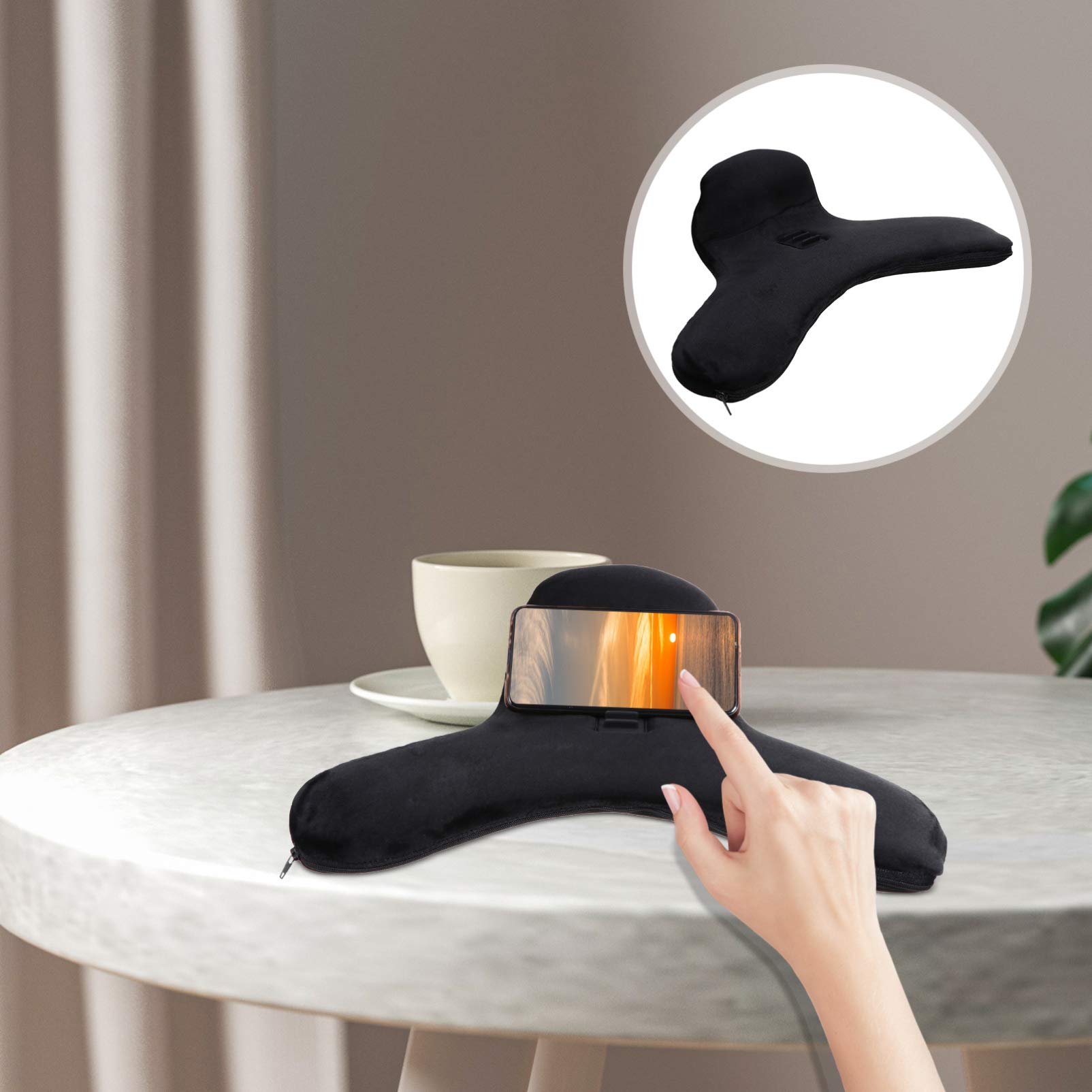 Mikikit 1pezzi Supporto per Cuscino per Telefono e Tablet Realizzato in Spugna e Polipropilene Leggero e Robusto Offre Tre Angoli di Visione per Guardare Film Giocare e Leggere