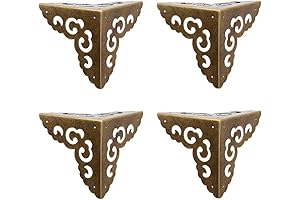 4Pcs Hollow Cloud Pattern Trunk Hardware Vintage Pure Brass Corner Protectors
